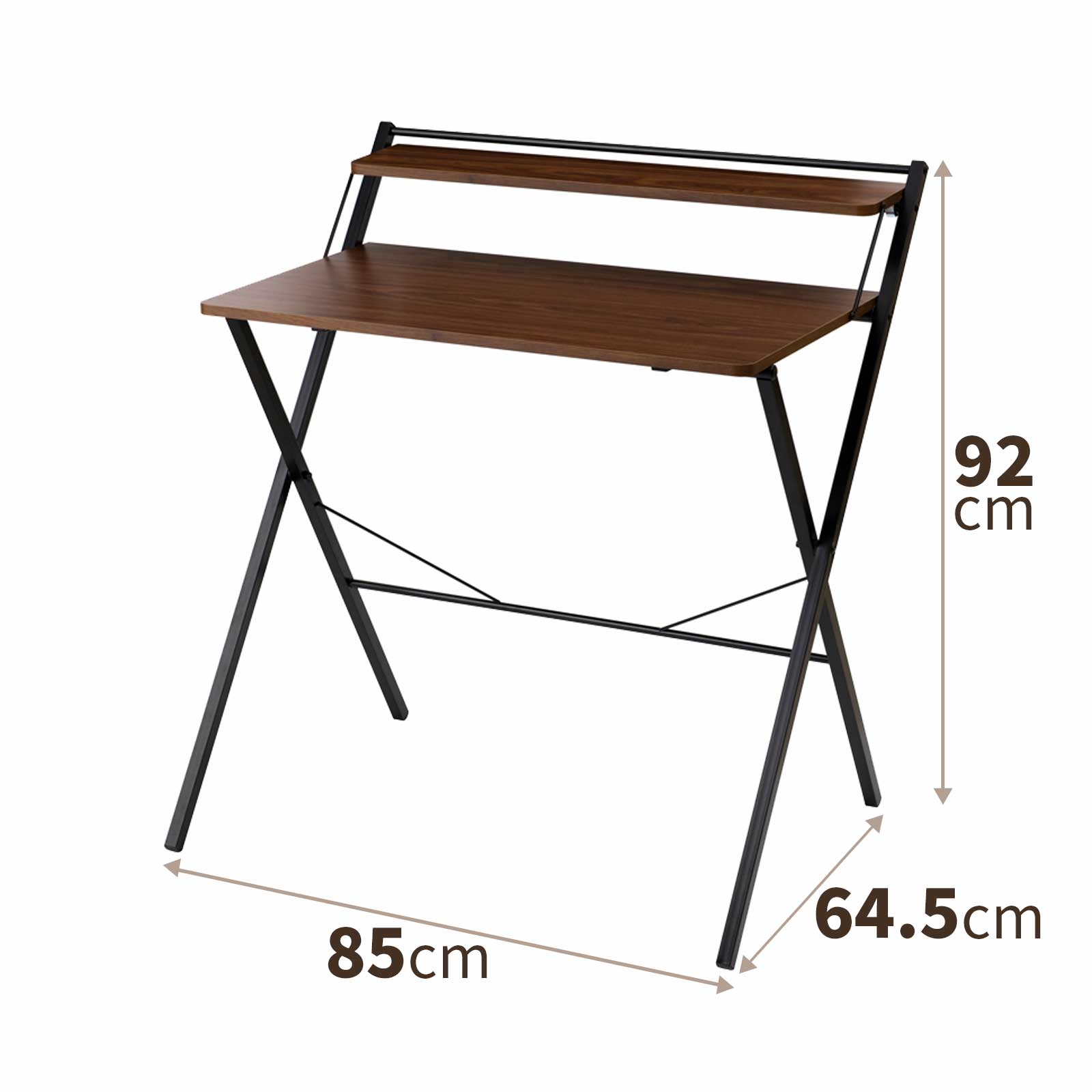 天馬公式】NK 棚付折りたたみワークデスク ブラウンの通販