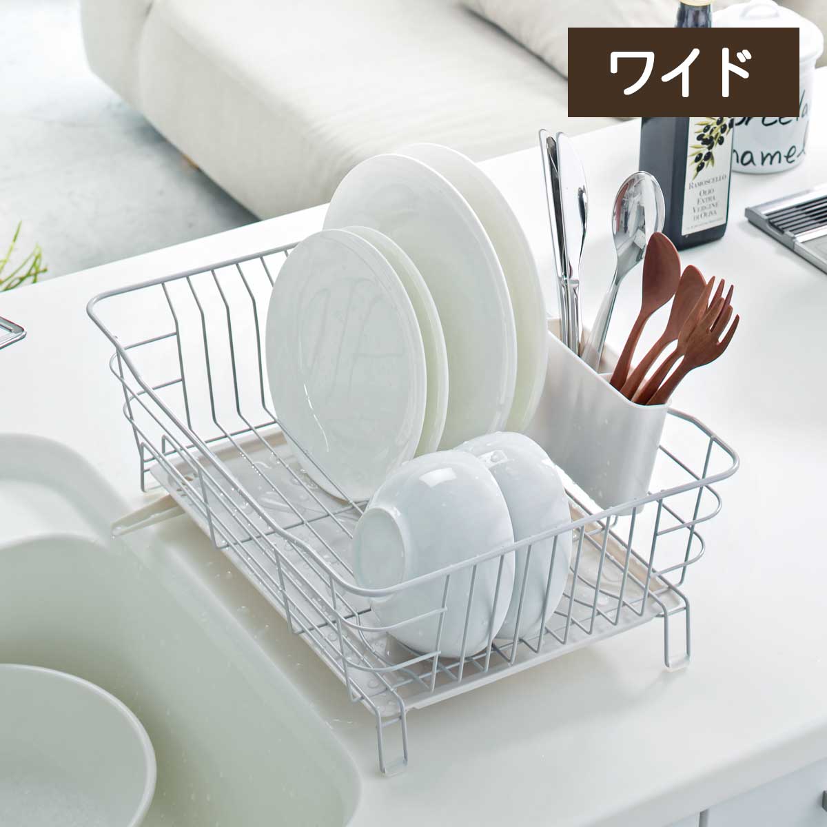 ファビエ お茶碗が立てられる水切りラック ワイド